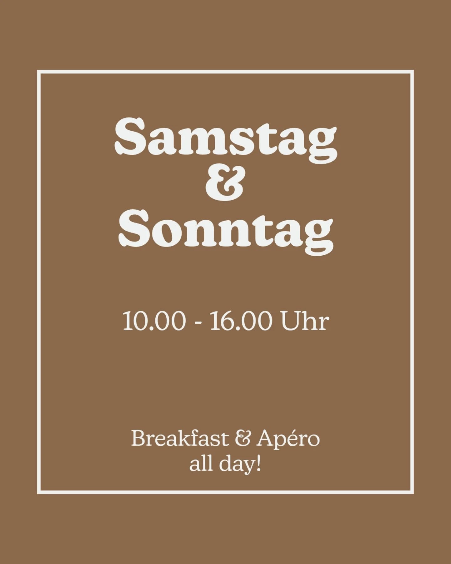 Frühstück & Apéro - ganztags ☕️🥂
.
Ihr bekommt am Weekend immer etwas mehr als nur den Standard zum Frühstücken. Und ab wann für euch die Apérozeit beginnt, ist euch überlassen - wir servieren alles ganztags 😏🕚🥂
An schönen Samstag-Nachmittagen verlängern wir die Apérozeit! Ihr erfahrt via Social-Media oder Whatsapp, wenn es soweit ist! 🌞
.
#pausesommer